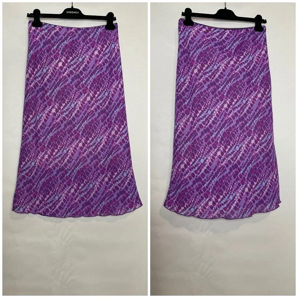 Vintage Y2K Purple Lavender Geo Abstract Printed Midi Skirt Size L/XL